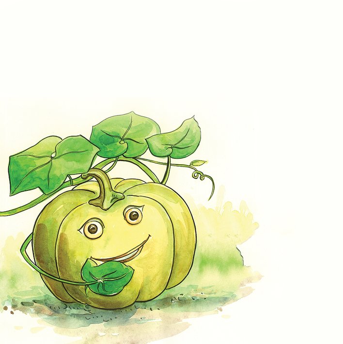  Zuzu and her pumpkin plant.